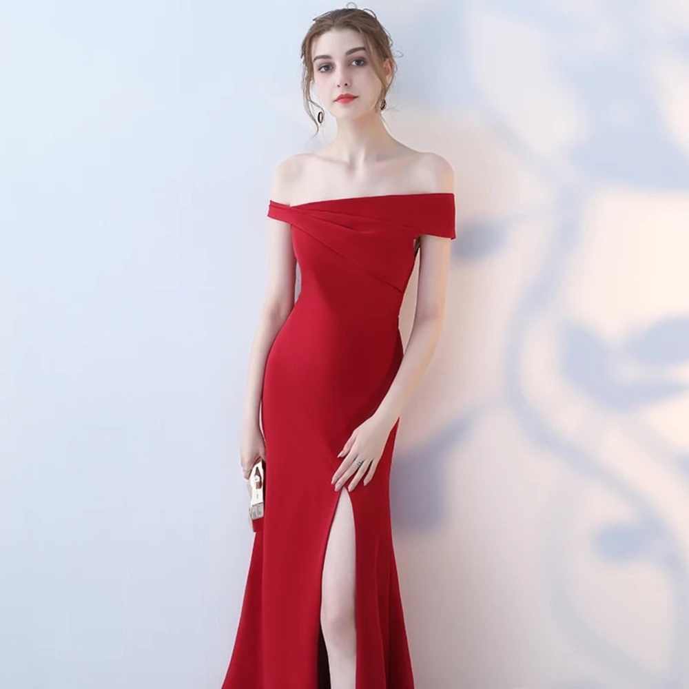 Off-shoulder Long Prom Gown Formal Dresses Bride